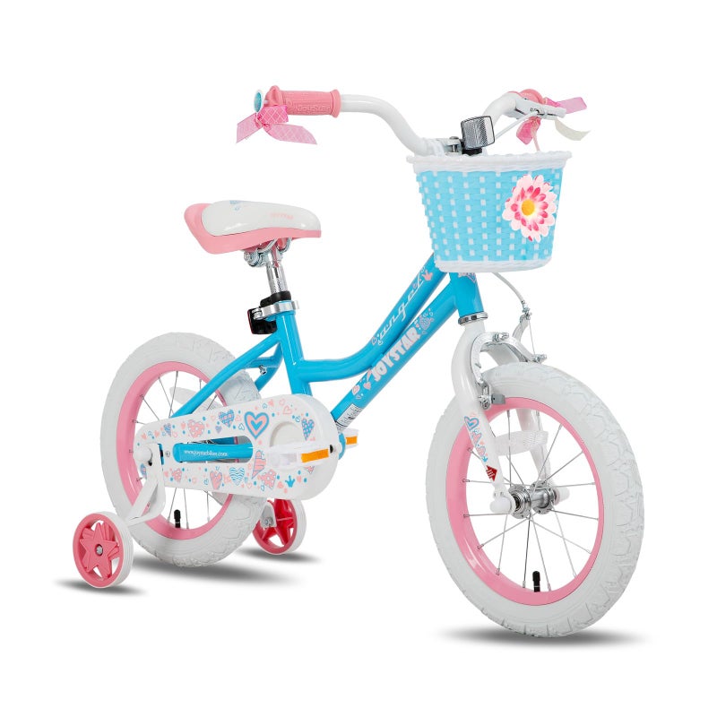 JOYSTAR 14 Inch Girls Bike Toddler Bike for 3 4 5 Years Old Girl 14" Kids Bikes for Ages 3-5 yr with Training Wheels and Basket Children's Bicycle in Blue - Image 1